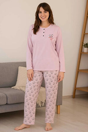 Geniş Kalıp Kadın Pijama Takımı %100 Pamuk
