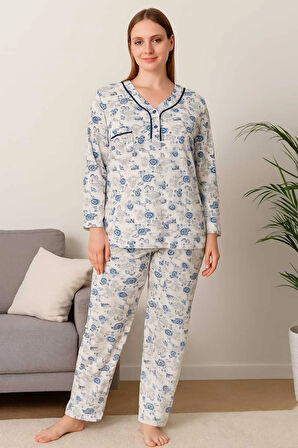 Geniş Kesim Kadın Pijama Takımı %100 Pamuk