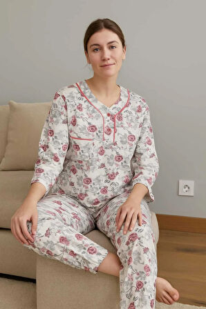 Geniş Kesim Kadın Pijama Takımı %100 Pamuk