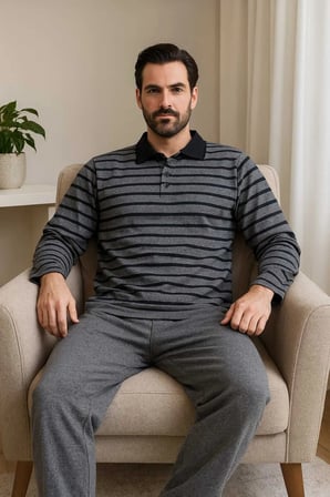 Erkek Pijama Takımı %100 Pamuk Selanik Örme