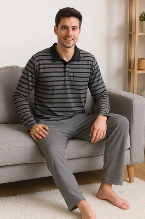 Erkek Pijama Takımı %100 Pamuk Selanik Örme