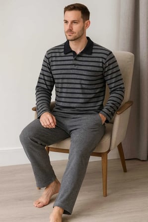 Erkek Pijama Takımı %100 Pamuk Selanik Örme