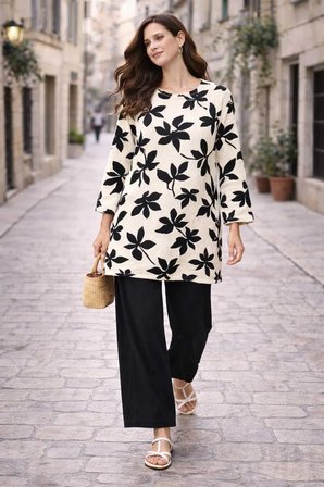 Bürümcük Kumaş Alt Üst Kadın Takım Oversize-Tesettüre Uygun