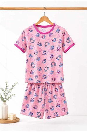 Kız Çocuk Pamuklu Şortlu Pijama Takımı 3-12 Yaş