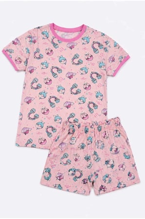 Kız Çocuk Pamuklu Şortlu Pijama Takımı 3-12 Yaş