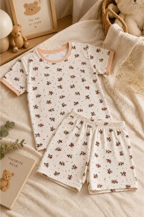 Kız Çocuk Pamuklu Şortlu Pijama Takımı 3-12 Yaş