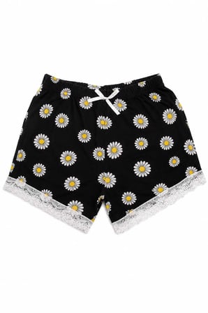 Kadın Papatya Desenli Pamuklu Pijama Şortu