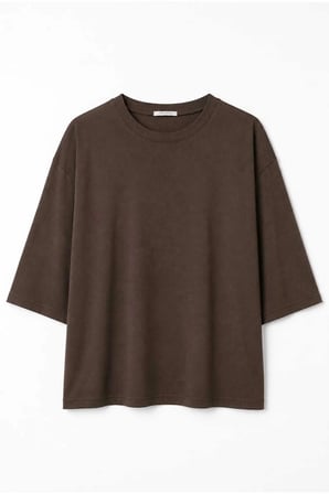 Kadın Oversize Basic Tişört Rahat Kesim Yarım Kol Bisiklet Yaka