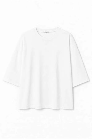 Kadın Oversize Basic Tişört Rahat Kesim Yarım Kol Bisiklet Yaka