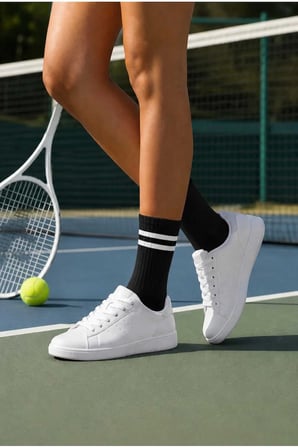Ace Kadın Çizgili Tenis Çorabı - Spor Soket Çorap