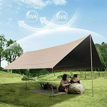 Güneşlik Tente 500x300 cm Su Geçirmez Oxford Kumaş | Plaj Kamp Bahçe Teras Çadırı | Taşınabilir Gölgelik Şemsiye