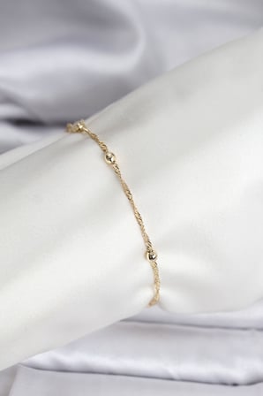 14K Gold Renk Kaplama Topçuklu Model Cm Kadın Bileklik