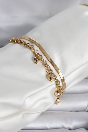 316L Çelik Gold Renk Dorika Ve İtalyan Zincirli Model Kadın Bileklik