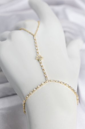Gold Renk Pirinç Zirkon Taşlı Yıldız Model Şahmeran