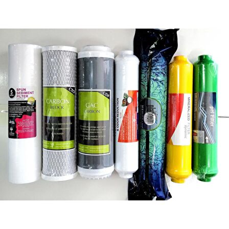 Aqualine Su Arıtma Filtre Seti 7 Li Çift Karbon,platınum,mineral,alkali