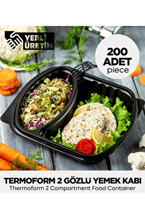 Termoform 2 Gözlü Yemek Kabı 200 Adet