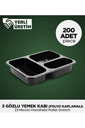 3 Gözlü Yemek Kabı 200 Adet