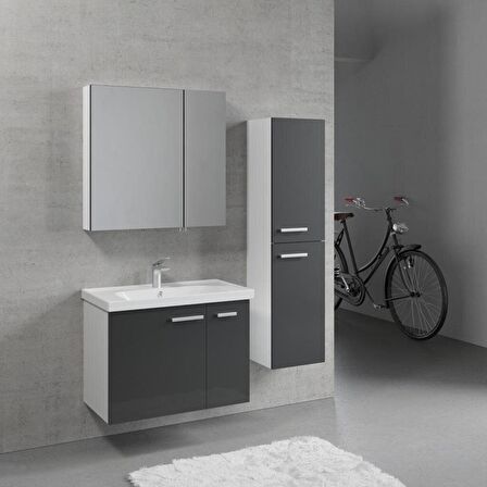 denko terra 80 cm antrasit banyo dolabı takımı