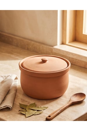 Eskişehir Battal Boy Kapaklı Toprak Güveç %100 El yapımı 30 x 18 cm