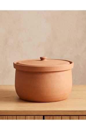 Eskişehir Battal Boy Kapaklı Toprak Güveç %100 El yapımı 30 x 18 cm
