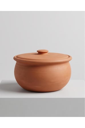 3 Kg Beyaz Sırlı Kapaklı Toprak Güveç
