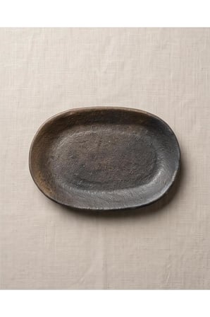 Gökeyüp Oval Kayık Tabak Büyük Boy 26 cm El Yapımı Toprak Servis Tabağı