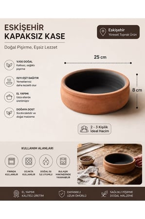 Eskişehir Kapaksız Güveç-25CM terravase7363499, one size