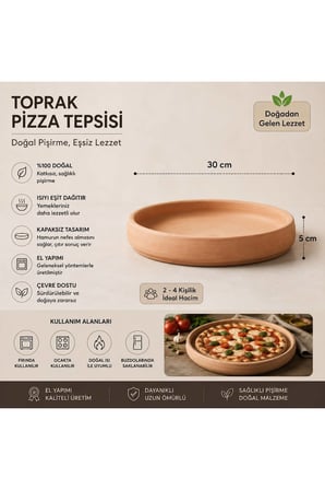 Doğal Toprak Pizza Tepsisi-30CM