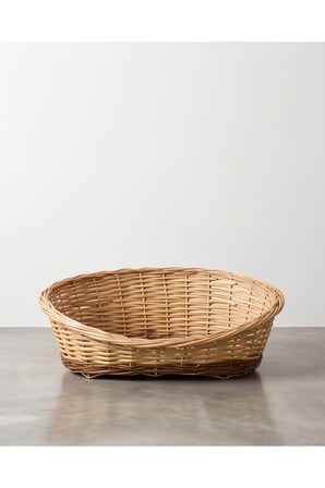 Doğal Hasır Kedi & Köpek Yatağı Beyaz %100 El yapımı Orta Boy 50×30×18 cm