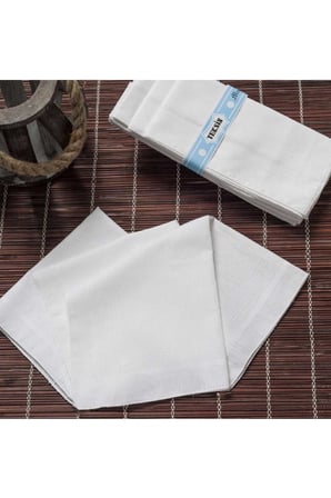 Teksin 36X36 Cm. Bir Düzine 12 Adet Mendil Tm Beyaz