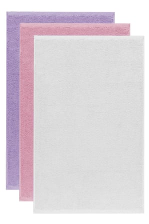 3 Lü Düz Renk El Yüz Havlu Seti %100 Pamuklu 50X90 Cm Mor-Pembe-Beyaz