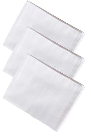 3’Lü Özel Paket Premium Erkek Mendil Seti %100 Pamuk 42X42 Cm Beyaz