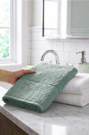 El Yüz Havlusu 50X90 Cm %100 Pamuk Kısmi Kadife Vento Yeşil