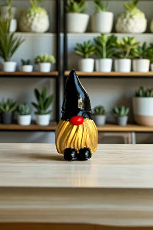 TESORİ TESSİLLİ Şans Cücesi Altın Sarı Dekoratif Cüce 6x6 cm Altın Sarısı Parlak