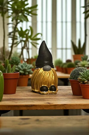 TESORİ TESSİLLİ Şans Cücesi Altın Sarı Dekoratif Cüce 6x6 cm Altın Sarısı Parlak