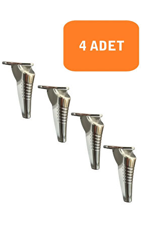 Kanepe Koltuk Tv Ünitesi Konsol Yükseltme Çizgili Model Plastik Ayak 19 Cm Krom Renk 4 Adet