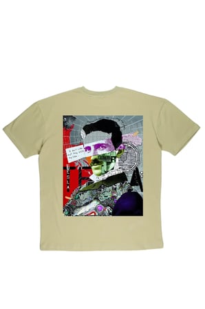 Lenithra Nikola Tesla Sırt Baskılı Unisex Oversize T-shirt Bej / XL