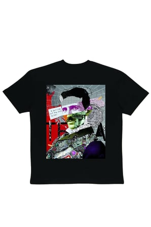Lenithra Nikola Tesla Sırt Baskılı Unisex Oversize T-shirt Siyah / S