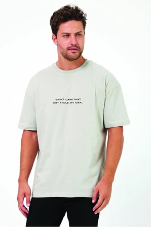 Lenithra Nikola Tesla Sırt Baskılı Unisex Oversize T-shirt Gri / XL
