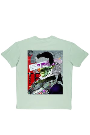 Lenithra Nikola Tesla Sırt Baskılı Unisex Oversize T-shirt Gri / S