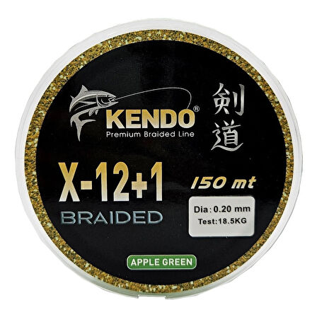 Kendo X-12+1 Braided 150m Apple Green Örgü İp 0,18mm