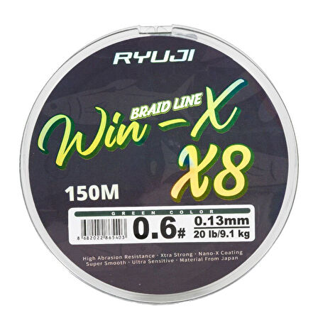 RYUJI WINX X8 150M GREEN İP MİSİNA 0,06mm