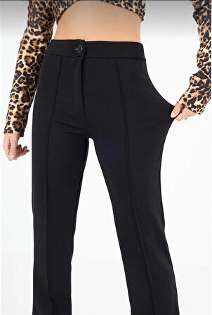 Teusta Siyah Palazzo Pantolon Oversize Kesim - Siyah
