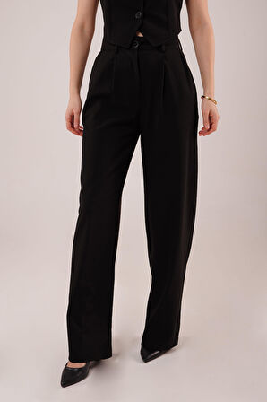 Teusta Premium Model Oturtmalı Siyah Pantolon