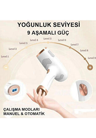 Evde Kullanıma Uygun Yoğun Atımlı IPL Buz Lazer-9 Aşamalı Güç-999.999 Atım Kablolu Lazer-TF002