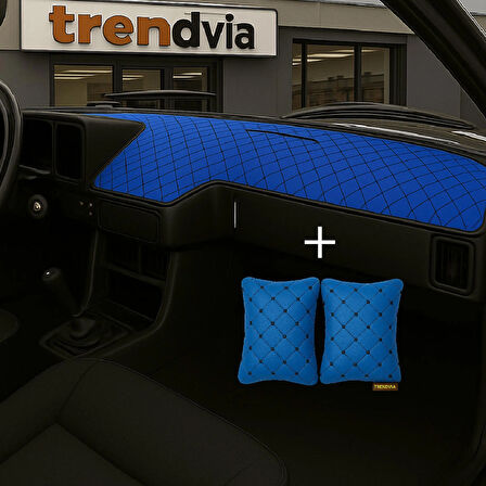 Mavi Renk Tofaş Şahin Doğan Kartal Alçak Ön Göğüs Torpido Kaplama Koruma Örtüsü - Mavi Renk Kapitone Araç Oto Yastık Aksesuar