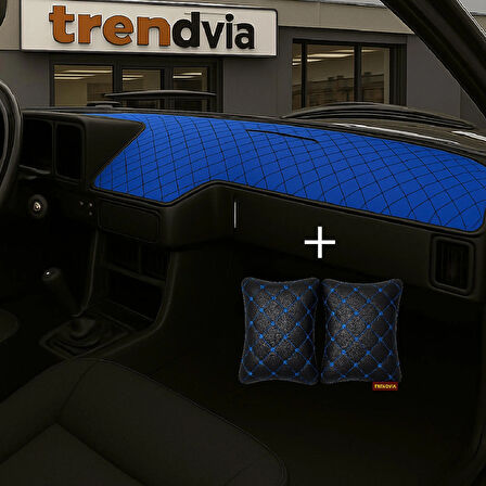 Mavi Renk Tofaş Şahin Doğan Kartal Alçak Ön Göğüs Torpido Kaplama Koruma Örtüsü -Siyah Mavi Renk Kapitone Araç Oto Yastık Aksesuar