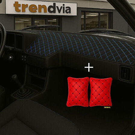 Siyah Mavi Renk Tofaş Şahin Doğan Kartal Alçak Ön Göğüs Torpido Kaplama Koruma Örtüsü -Kırmızı Renk  Kapitone Araç Oto Yastık Aksesuar