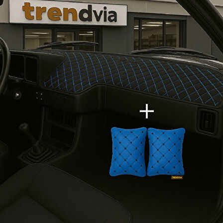 Siyah Mavi Renk Tofaş Şahin Doğan Kartal Alçak Ön Göğüs Torpido Kaplama Koruma Örtüsü - Mavi Renk Kapitone Araç Oto Yastık Aksesuar