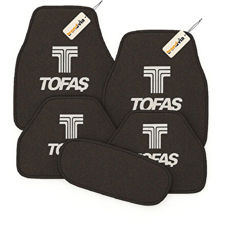 Antrasit Renk TOFAŞ Yazılı Oto Halı Paspas 5 Parça – Suya Dayanıklı, Kaymaz ve Kolay Temizlenen Araç Paspası